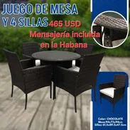🔖Juego de terraza de 4 sillas diseño tipo mimbre - Img 56590942