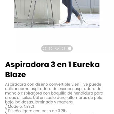Aspiradora 3 en 1 Eureka Blaze. Se puede utilizar como aspiradora de escoba, aspiradora de mano o  con boquilla - 4/4
