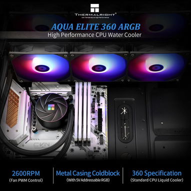 (X) Thermalright Aqua Elite 360 ARGB – Enfriador Líquido AIO de CPU con 3 Ventiladores PWM 120mm $82.37 - Img 126480046