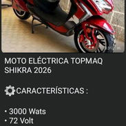 MOTO ELÉCTRICA TOPMAQ SHIKRA 2026 ⚙️CARACTERÍSTICAS : • 3000 Wats • 72 Volt • 45 Amp • Autonomía de 100-120 km • - Img 55883308
