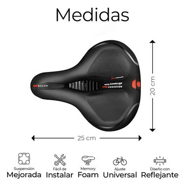 ASIENTO SILLÍN  Bicicleta Mtb Negro Cojin Ancho Suave Comodo y Prostatico - Img 73796304