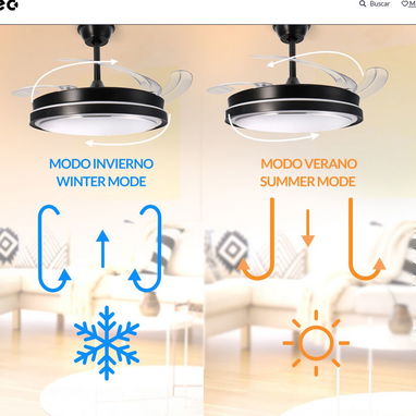 Ventilador de techo Nizzato 42 pulgadas Aspas Transparentes plegables, iluminación LED Bocina y Mando $130 USD Transp - Img 113679646