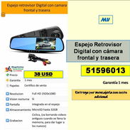 MV-613-Espejo Retrovisor Digital con cámara frontal y trasera....38 USD...51596013...transporte costo adicional - Img 55882524