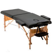 Camilla de masaje plegable NUEVA-extra ancha (70cm)-reposacabezay reposapiés-madera de haya-negra 280 USD - Img 45904110