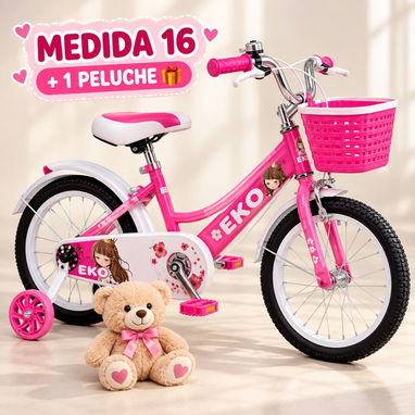 Bicicletas 16 rosada clara,morada y rosa fucha  timbre,cesta,parrilla peluche de regalo nuevas en su caja para las niñas - 3/3
