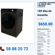 LAVADORA SECADORA AL VAPOR 10KG MILEXUS VPT-0381 - Img 55992552