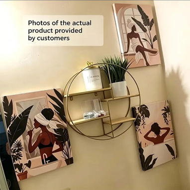 Estante de pared de madera y metal para sala, cocina o cuarto (negro) - 2/3