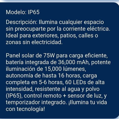 Lámpara Solar para Exterior 800W - 7/7