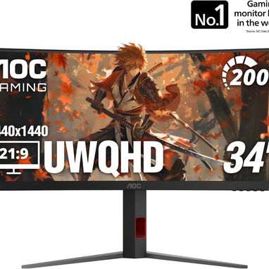 AOC CU34G4H Monitor de juegos ultraancho curvo de 34 pulgadas, WQHD 3440x1440, DisplayPort de 200 Hz / 100Hz HDMI, 0.3ms - 7/10