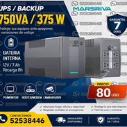 Backups Marsiva 750VA 375W 80USD 52538446 4 tomas de corriente( 1 bateria 12V-7A) Garantía 7 dias, mensajería d - Img 55037325