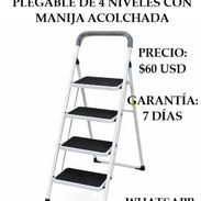 ESCALERA DOMÉSTICA PLEGABLE DE 4 NIVELES CON MANIJA ACOLCHADA, ENTREGA DE FACTURA, VARIEDAD DE ESCALERAS - Img 55596996