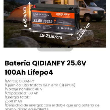 Batería QIDIANFY 25.6V 100Ah Lifepo4. Litio fosfato de hierro (LiFePO4) - 4/4