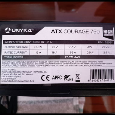 fuente Unika 750w,56A, 4 sata, conector tarjeta de video, de uso al 💯% tiene su sello de fabrica, $30usd móvil:53626826 - 2/2