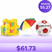 “¡Combo de playa! Flotador, sombrilla y pelota - Img 57482635