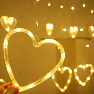 💜 Luces LED Decorativas en Forma de Corazón  📏 Medida  ✨ Iluminación cálida y romántica 📏 Ideal para cortinas, ventan - 3/3