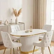 Juego de comedor impotado de 4 sillas mesa ovalada de lujo - Img 54770262