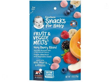 Comida snacks para bebé de frutas con vitaminas. Marca Gerber. Comida complementaria para bebé. Cosas de bebé. - Img main-image