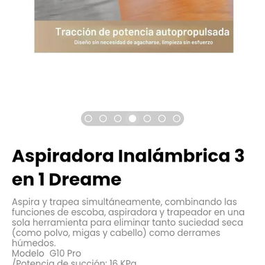 Aspiradora Inalámbrica 3 en 1 Dreame. Aspira y trapea simultáneamente, combina funciones  escoba, aspiradora, trapeador - 4/6