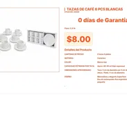 Tazas de Café Blancas de 60ml: Juego de 6 Piezas con Platos de Cerámica VPT#-0372 - Img 55667659