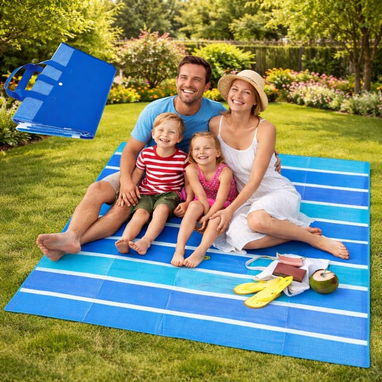 Manta de picnic impermeable azul, plegable (5 x 7 pies) | Alfombra portátil para exteriores: playa, camping, 53274327 - 7/7