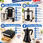 Combo 4 Olla Multifuncional 6L, Olla Arrocera 2.2L, Parrilla Sandwichera & Cafetera Eléctrica - Img 57366664
