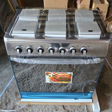 Cocina con horno 6 hornillas de Gas Marca Rudenkov, Tapa de Cristal, Frente espejo, Magneto $350 USD Transporte Gratis - Img 112391039