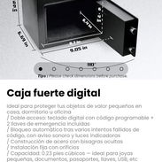 Caja fuerte digital. Doble acceso: teclado digital con código programable + 2 llaves de emergencia incluidas - Img 57372182