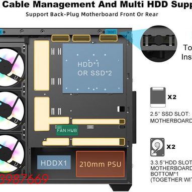 Chasis Gaming marca SAMA modelo SV-01 + 4 Fanes ARGB - Img 103492504