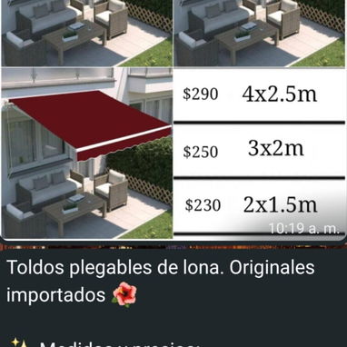 Juego de muebles para exteriores (mesas, sillón, columpio, sillas, sombrillas y toldos) varios modelos - 8/9