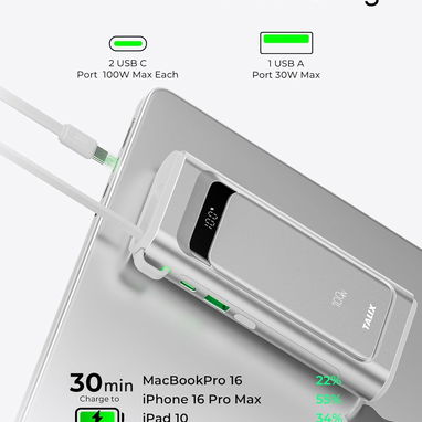 POWER BANK TALIX 10000MAH 100W USB-C CON CABLE INTEGRADO ENVÍO DISPONIBLE + GARANTÍA - 2/8