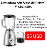 Licuadora con vaso de cristal y molinillo - Img 50155262