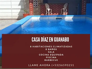 Renta casa de 8 habitaciones,8 baños,minibar,sala, cocina, piscina, barbecue en Guanabo - Img 65396035