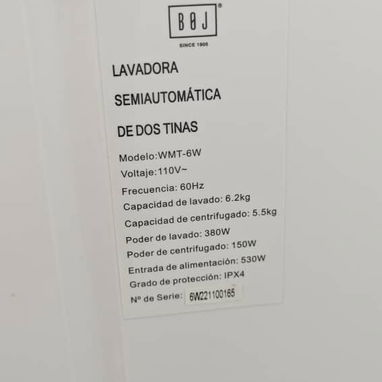 Lavadora Semiautomatica B0J de 6.2 KG (muy poco uso, como nueva) - Img 118801006