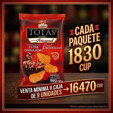 Papas prefritas Maestro 1kg y Papas fritas TOTAS 130g (sabor Queso, BBQ y Jamón) - 2/5