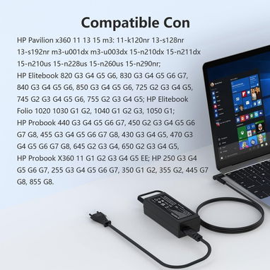 Cargador 45W con HP Pavilion X360 11 13 15 Elitebook 840 850 ProBook 430 440 450 470 G3 G4 G5 G6 G7 G8 Stream 53274327 - Img 118434510