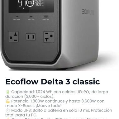 ECOFLOW DELTA 3 CLASSIC, PANELES, INVERSOR, GENERADOR Y BATERÍA LITHIUM. GARANTÍA, PAGOS (ZELLE, CUP, USD) TIENDA FISICA - 10/19