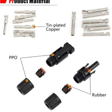 Conector MC4 para panel solar, 1000V, 30 A, IP67, impermeable, macho/hembra, adecuados para cables solares de 14 a 10AWG - Img 122384660