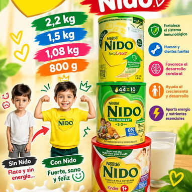 Nido de edad escolar,Nan 1 y Nan 2 Leches Nido diferentes gramajes, Nido deslactosada , Nan, Enfamil - 6/8