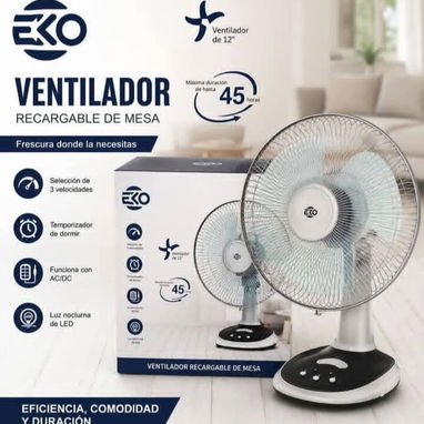 🍃 RECARGABLE 🍃 VENTILADOR RECARGABLE EKO DE MESA. TENEMOS MENSAJERÍA CON FACTURA Y GARANTÍA. TL 54833699 - 2/3