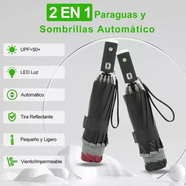 Paraguas Sombrilla Automático Resistente Y Reflectantes Led - 2/6