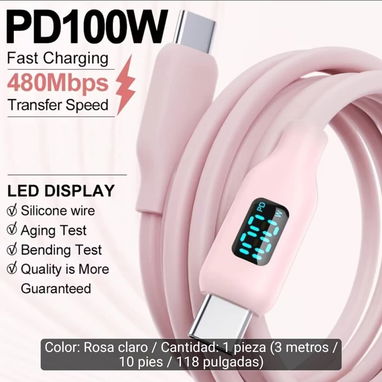🛍️ Cable de carga digital carga ultrarapida 2 metro con lector de watt incorporado - 2/2
