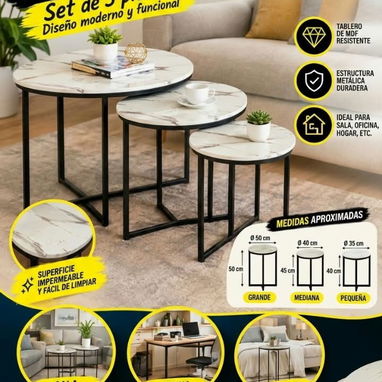 Set de 3 mesas auxiliares - 2/2