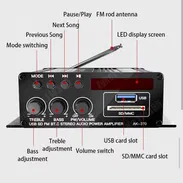 Mini amplificador bluetooth AK-370, Potencia de 20 W + 20 W, 12 V CC, minialtavoz estéreo HiFi. - Img 57145915