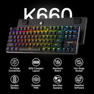📫..Redragon K660RGB-PRO Teclado Inalámbrico para Juegos, 80% 87 Teclas BT/2.4Ghz Teclado Mecánico de Aluminio Tri-Modo - Img 55752062