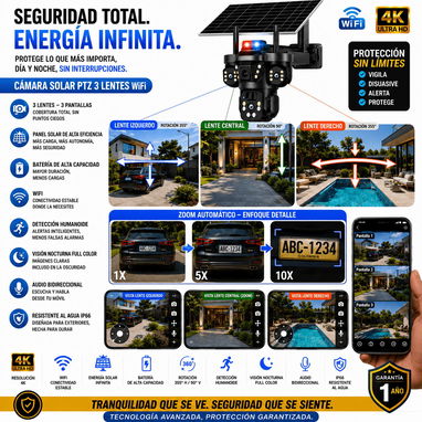 Camara recargable solar de 3 lentes - Img 125074982