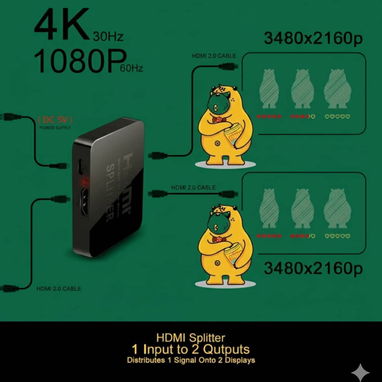 Splitter HDMI 4K 1*2 y 1*4 - Img 124640112