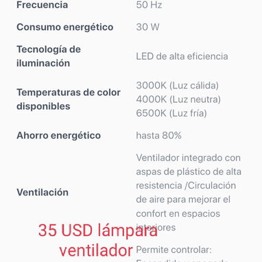 Lámpara led ventilador integrado - Img 116102385