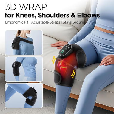 🔥 Masajeador de rodilla con calor – Almohadilla térmica 3 en 1 para codo, hombro y rodilla - 3/8