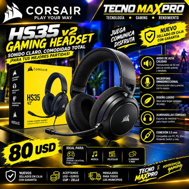 🎧🔥 CORSAIR HS35 V2 GAMING HEADSET ✅ Transductores de 50 mm para un audio potente y detallado⚡ WhatsApp 53321047 - 2/2