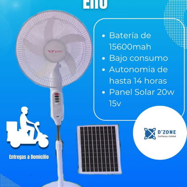 Ventiladores Recargables Con Panel Solar 16 Pulgadas ELFO 💠Batería de litio 15600 MAH, una buena autonomía de 10 a 12 - 2/2